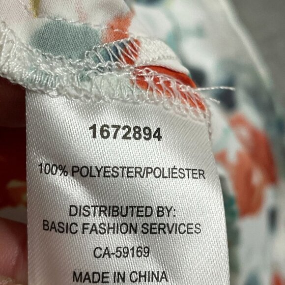 Mario Serrani Italy Floral V-Neck Top L/G 100% Polyester Lightweight NWT 6225 - Picture 4 of 8